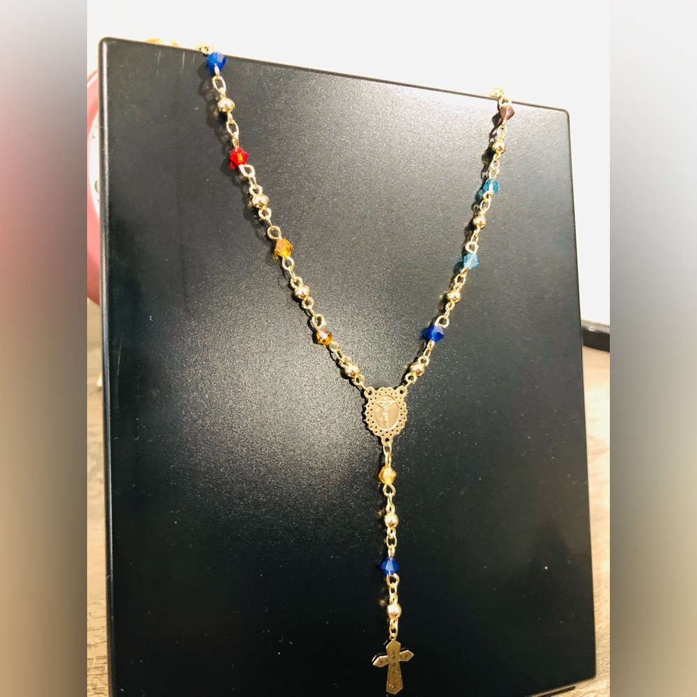18k Gold Laminated Multi Color Rosary